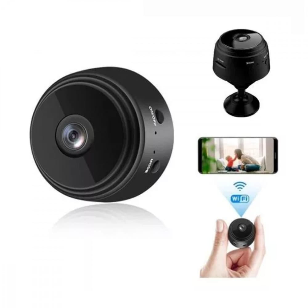 Câmera Espiã Mini HD Wi-Fi com Sensor de Presença, Visão Noturna e Suporte de Encaixe