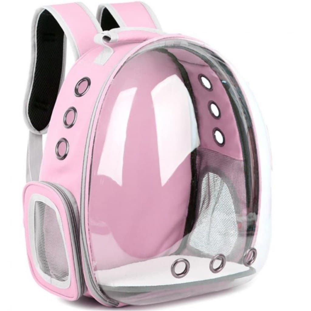 ROSA - Mochila Pet Transporte para Cães e Gatos Visão Ampla com Entrada de Ar