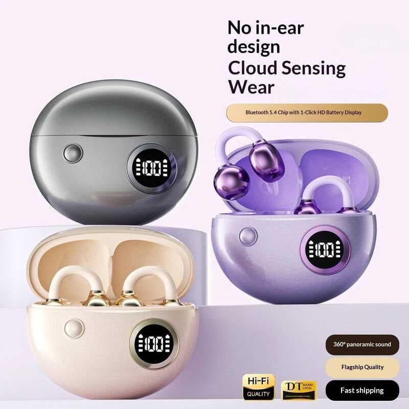 Fones De Ouvido Com Clipe De Condução Óssea Ultra-Longa Vida Útil Da Bateria HIFI Sem Fio OWS
