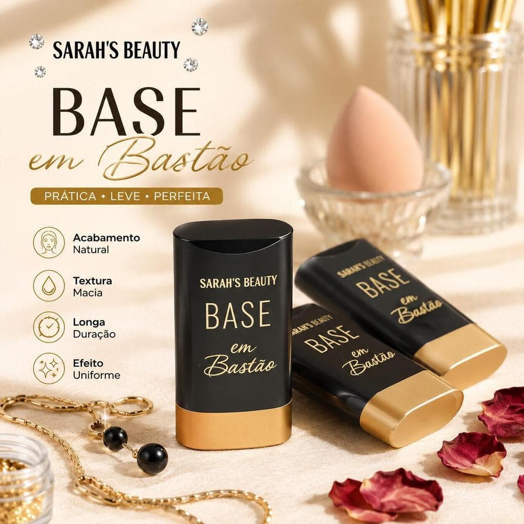 Base em Bastão Sarah's Beauty S6651 Cobertura Natural Textura Cremosa Fácil de Aplicar
