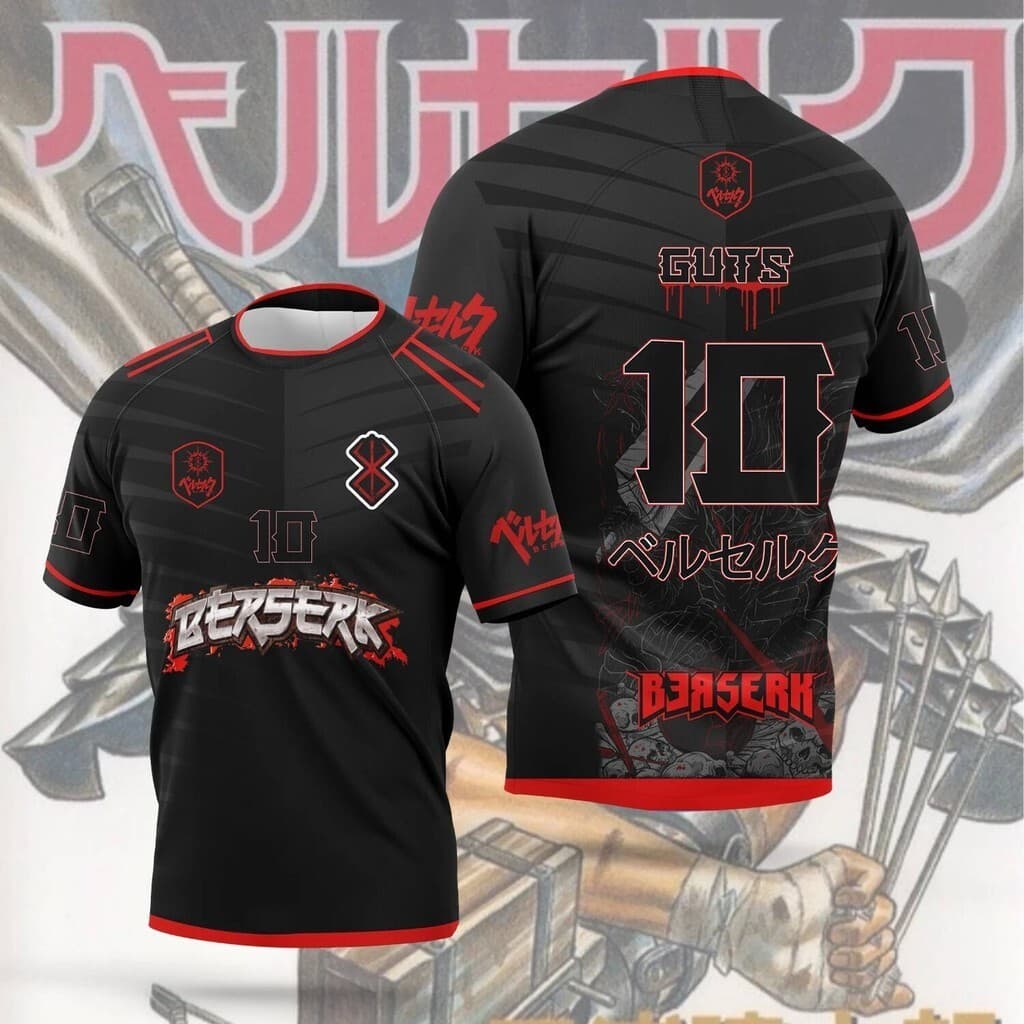 2026 Novo Anime Berserk Camiseta Casual Respirável Para Adultos E Crianças No Verão Roleplay