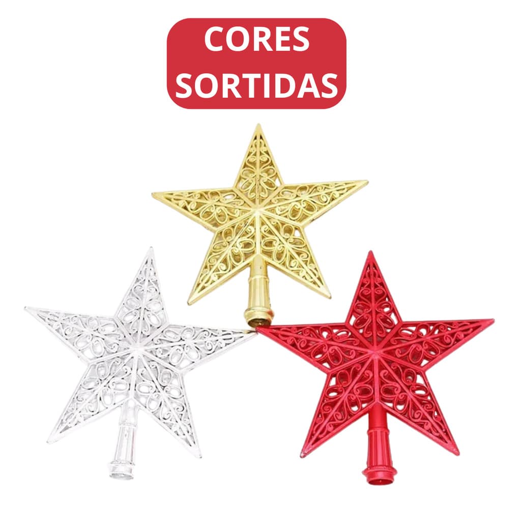 Estrela de Árvore de Natal Enfeite 14,5 cm - E72007 - (Cores Sortidas)
