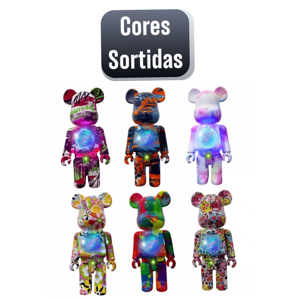 Caixa de Som Projetor Galáxia Estrelas Luminária Bluetooth URSO Bearbrick Altomex - (Cores Sortidas)