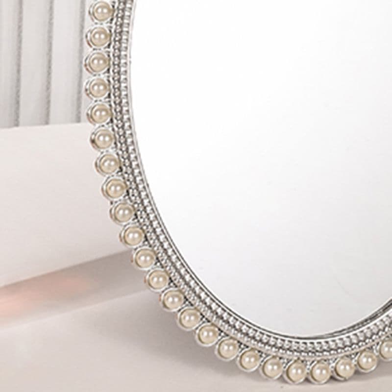 Pérola arco espelho de maquiagem Oval desktop espelho de maquiagem luz luxo desktop espelho de maquiagem dormitório estu