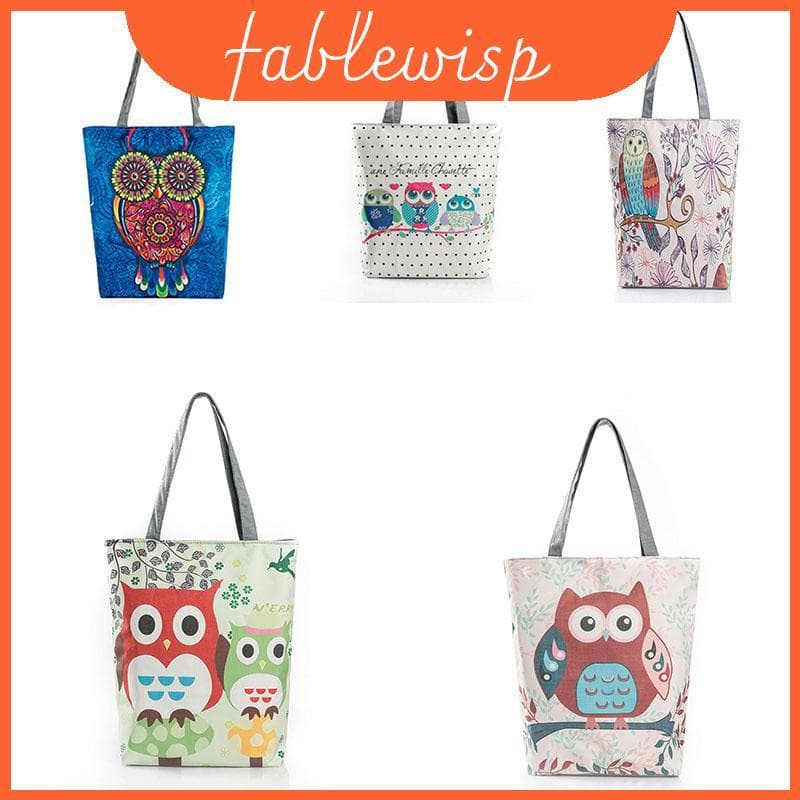 Bolsa De Ombro Durável De Lona Feminina Com Padrão De Coruja Para Viagens Na Moda