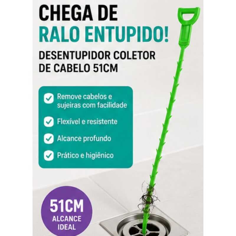 Desentupidor Coletor De Cabelos Para Pia Ralo Banheira Lavabo Plástico 51cm