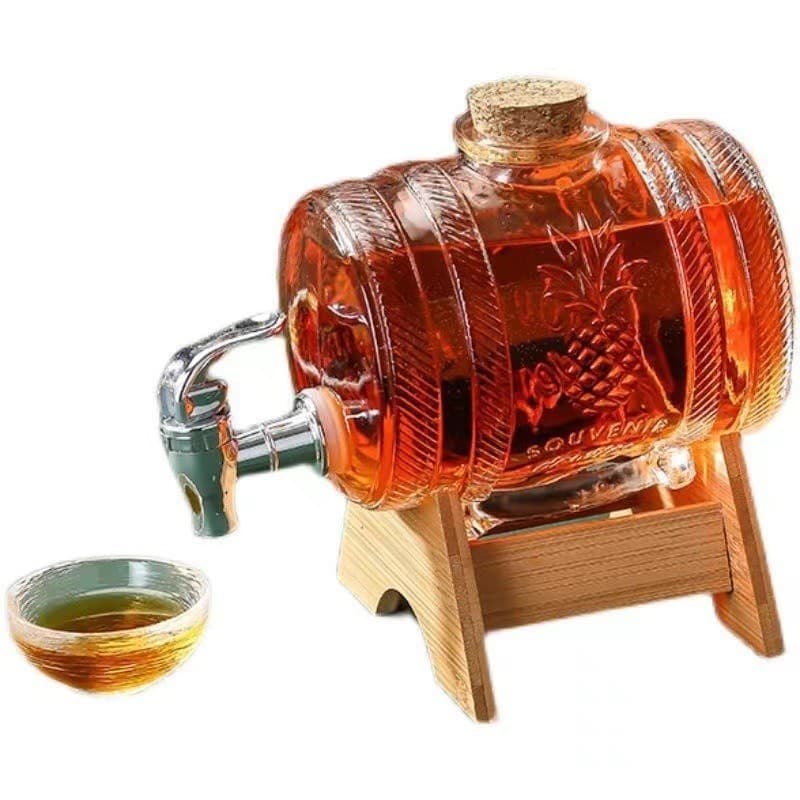 Barril de Vidro com Torneira 1,5L Pingômetro Cachaça Licor Pinga Transparente Bar Decoração Adega