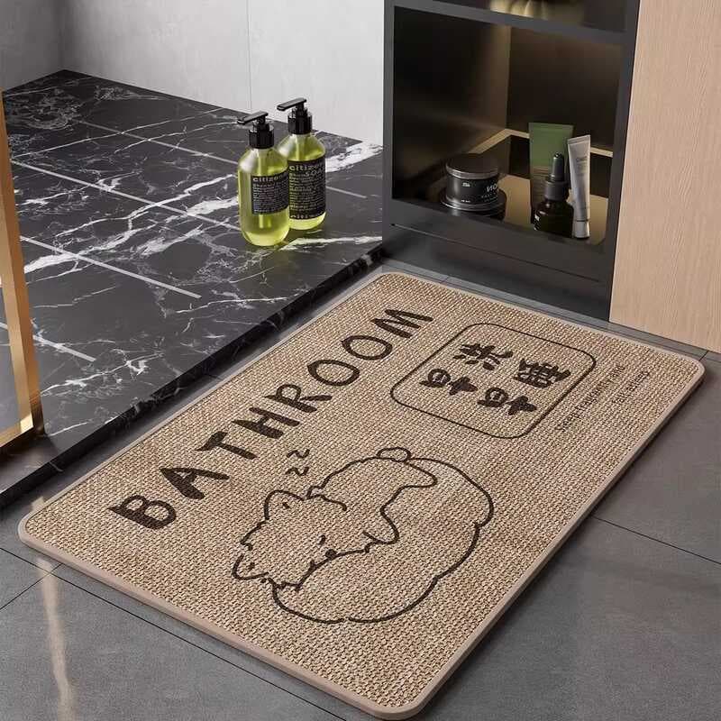 Tapete de banheiro absorvente antiderrapante tapete de porta de banheiro linho tecelagem especial tapete de porta de ban