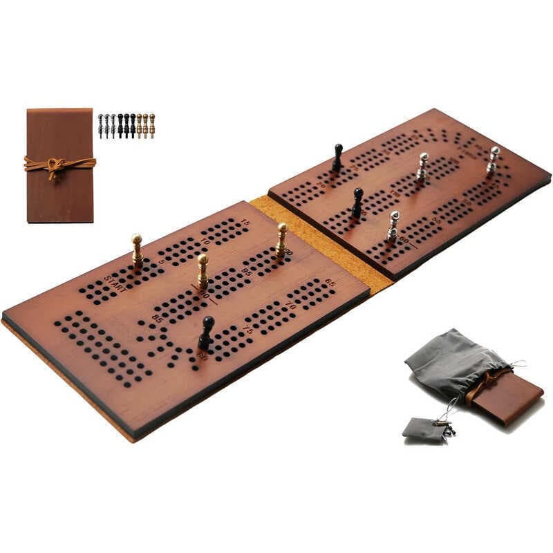 Jogo de cartas de berço de couro, jogo de viagem, tabuleiro de berço, jogo de tabuleiro de madeira