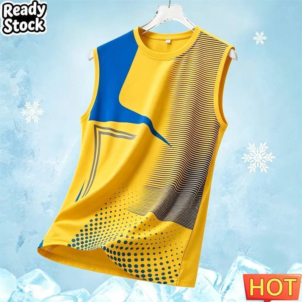 Camiseta Esportiva Masculina Sem Mangas Verão Casual Versátil Camisetas Masculinas Regatas De Secagem Rápida Topo De Cor