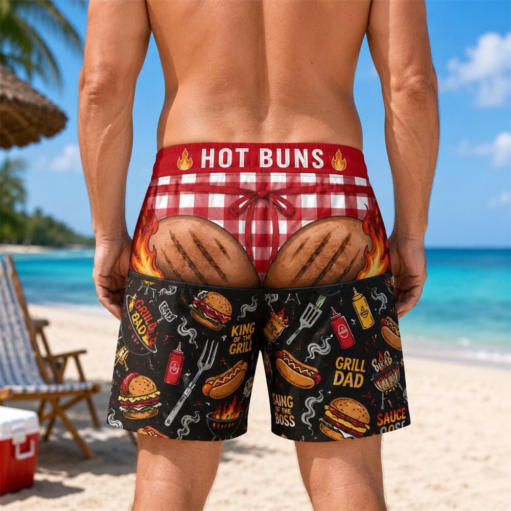 Churrasco E Canteiro De Obras Estilo 3D Impressão Shorts Com Estampa Personalizada Para Homens Romance Exclusivo Impress