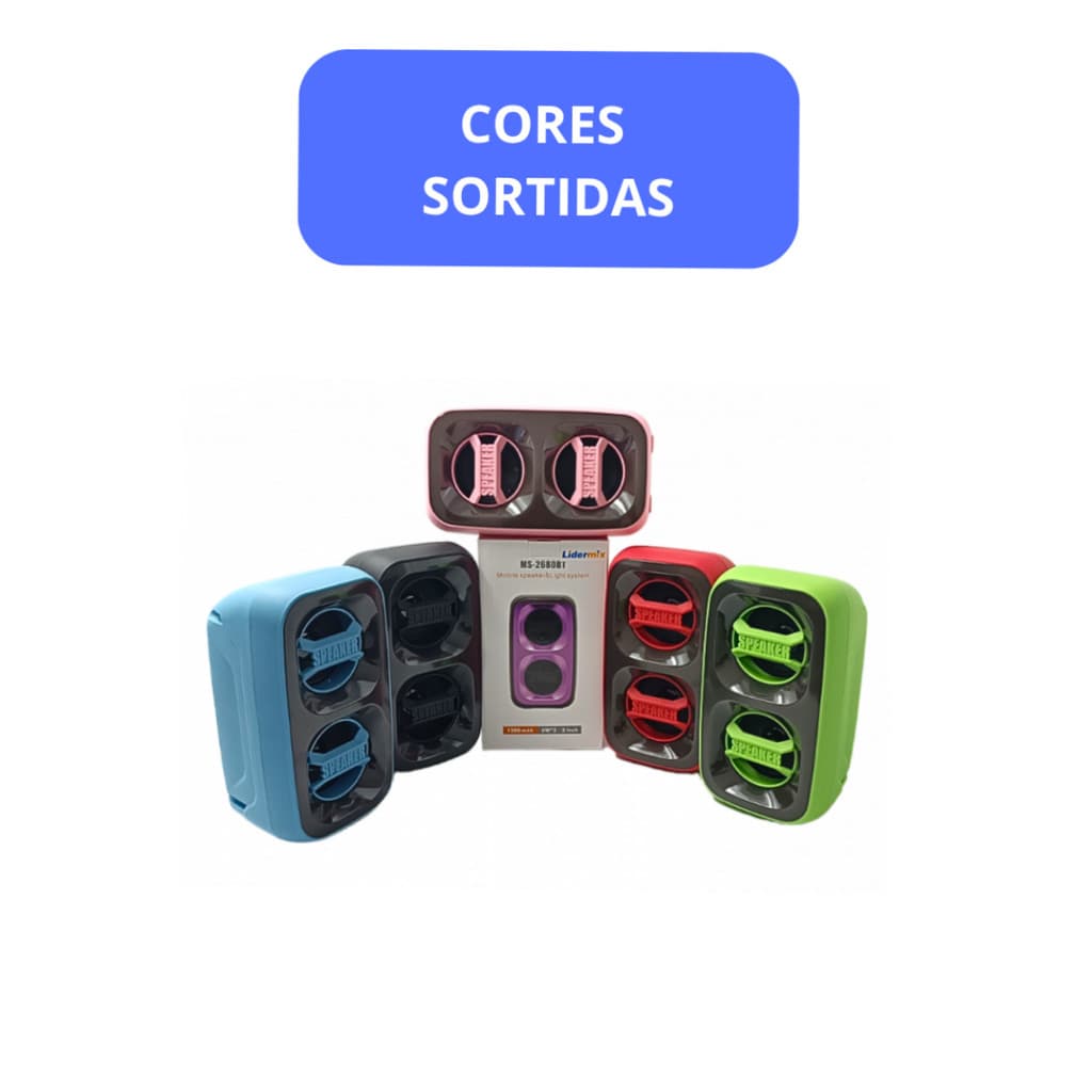 Caixa de Som Bluetooth 6W com LED RGB - ( Cores Sortidas)