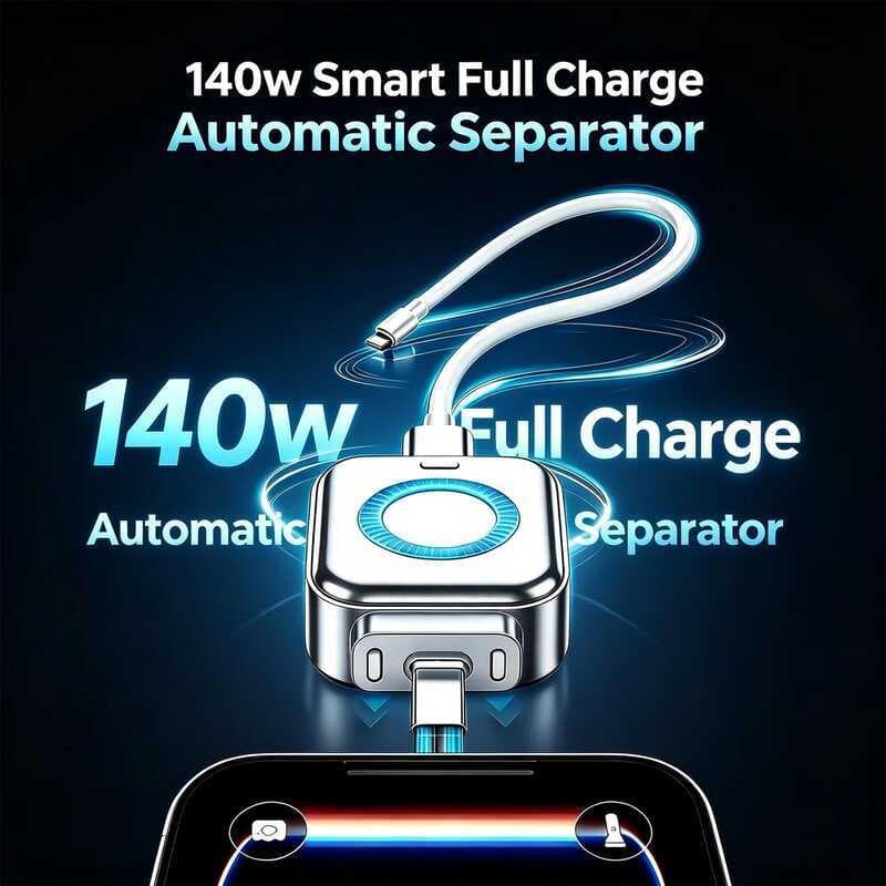 Adaptador De Carregamento De Parada Automática Inteligente 140W TypeC Protetor De Desconexão De Carga Completa Proteção