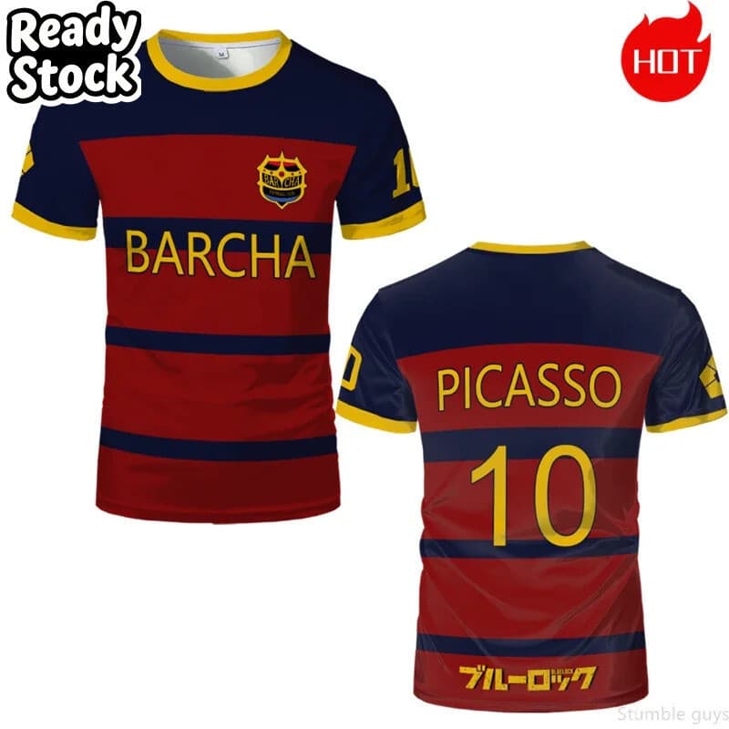 Azul Armário Quarto Harajuku Gráfico Camiseta Futebol 3D Tshirt Mans Roupas Femininas Manga Curta Cosplay Camisas Casuai