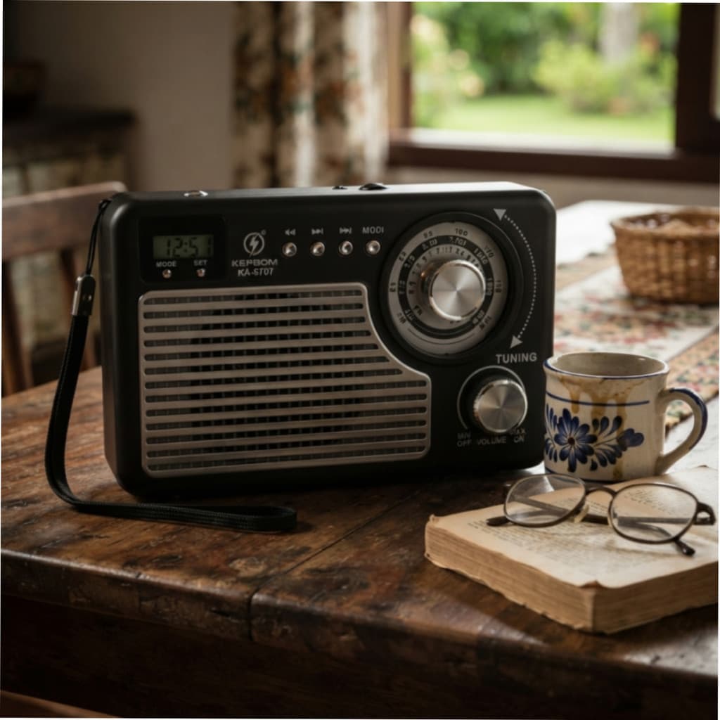 Rádio Retrô AM/FM/SW Recarregável: curta suas estações favoritas com USB e cartão de memória! Prático e portátil!