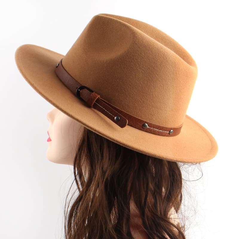 Chapéu Fedoras Com Cinto Para Mulheres , Aba Plana Larga , Feltro , Jazz , Boné Superior , Chapéus De Cowboy