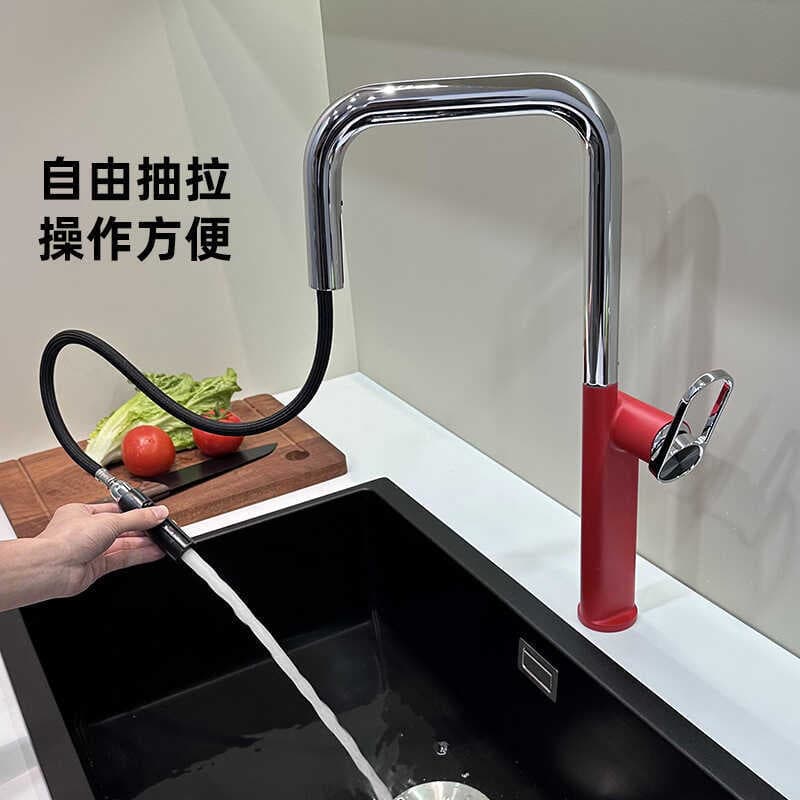 Cozinha doméstica banheiro Pull-out torneira todo cobre quente e frio escondido vegetal lavatório torneira retrátil