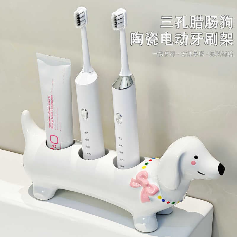 Criativo Dachshund suporte de escova de dentes elétrica doméstico lavatório de cerâmica Rack de armazenamento de pasta d