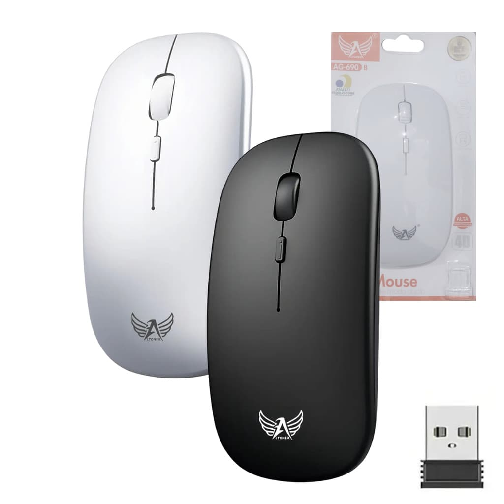 Mouse Sem Fio 2.4G USB Ergonômico 1600 DPI Altomex