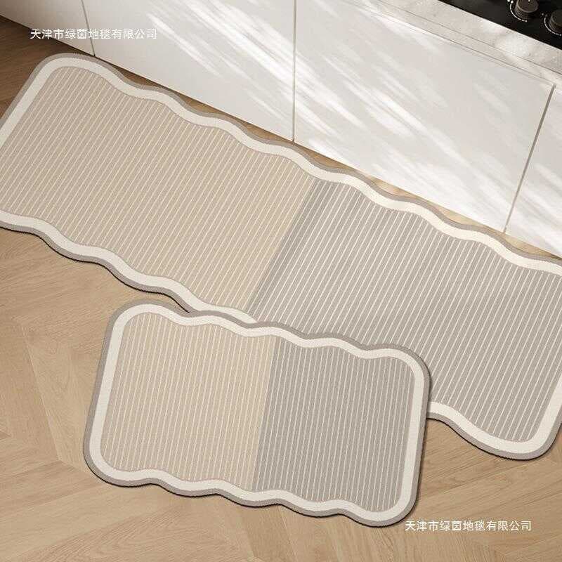 Estilo japonês estilo silencioso linha tapete de cozinha absorver água óleo absorvível Cutable pé esteira Irregular resi