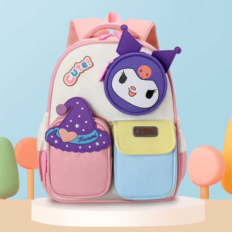 Novo Kuromi saco das crianças bonito meninos meninas 3-6 anos de idade mochila dos desenhos animados saco de escola do j