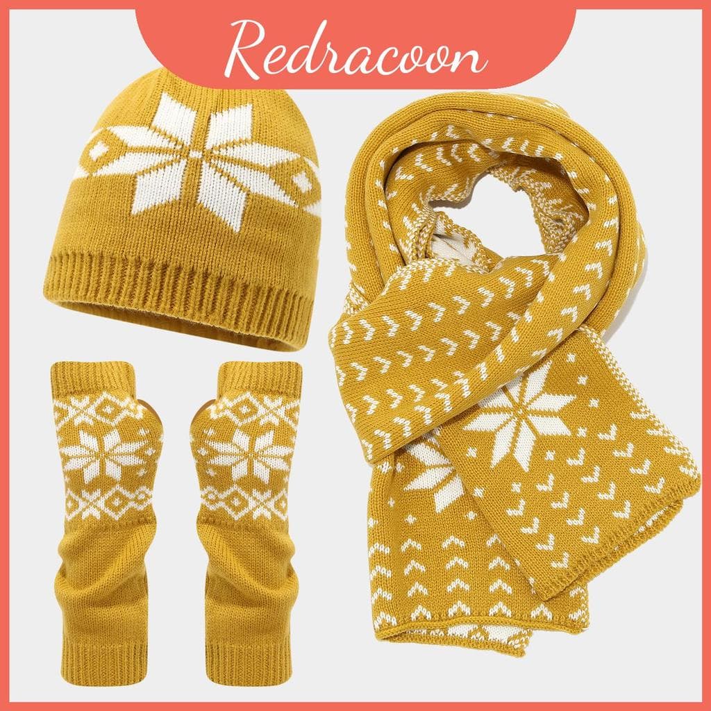 Conjunto De Luvas De Cachecol De Malha De Cervo Com Motivo Tecido Acrílico Para Temporada Fria E Conforto Da Moda