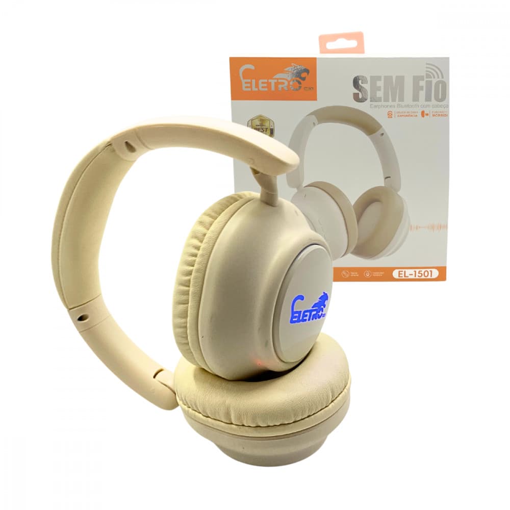 Fone de Ouvido Headphone Bluetooth Sem Fio Com LED Earphone Eletromex EL-1501