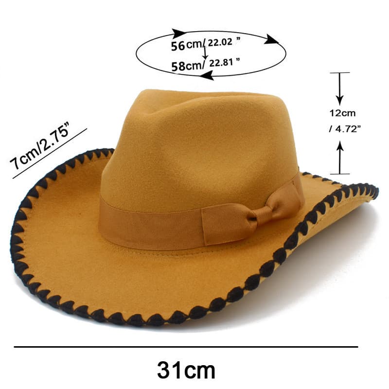 Chapéu De Cowboy Ocidental Vintage Para Homens 7CM Aba Larga Cavalheiro Jazz Chapéus Panamá Cowgirl Cloche Igreja Sombre