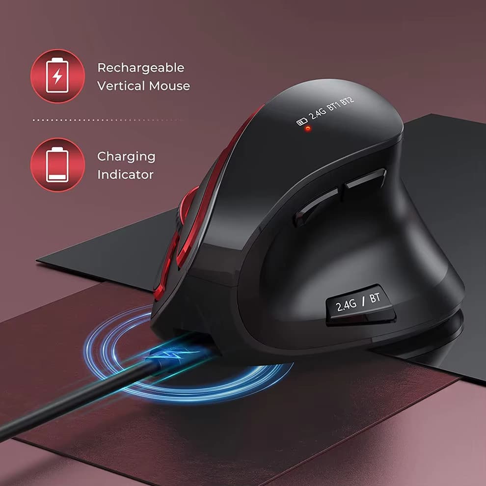 JOMAA Mouse Vertical Sem Fio Bluetooth Recarregável Ratos Ergonômicos Para Mac Windows Laptop Tablet Gaming