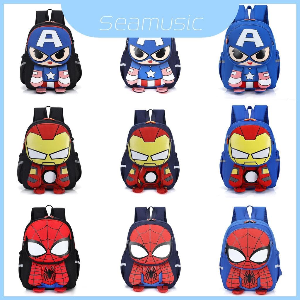 Mochila Infantil Do Homem De Ferro Bolsa Escolar De Nylon À Prova D'água Com Alças Confortáveis Para Crianças Em Idade P