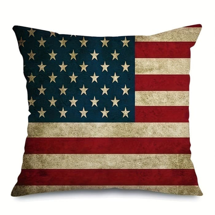 Fronha 1 Peça Capa De Almofada Rústica Vintage Com Bandeira Americana , 8x8 Polegadas , Decoração Patriótica Do Dia Memo