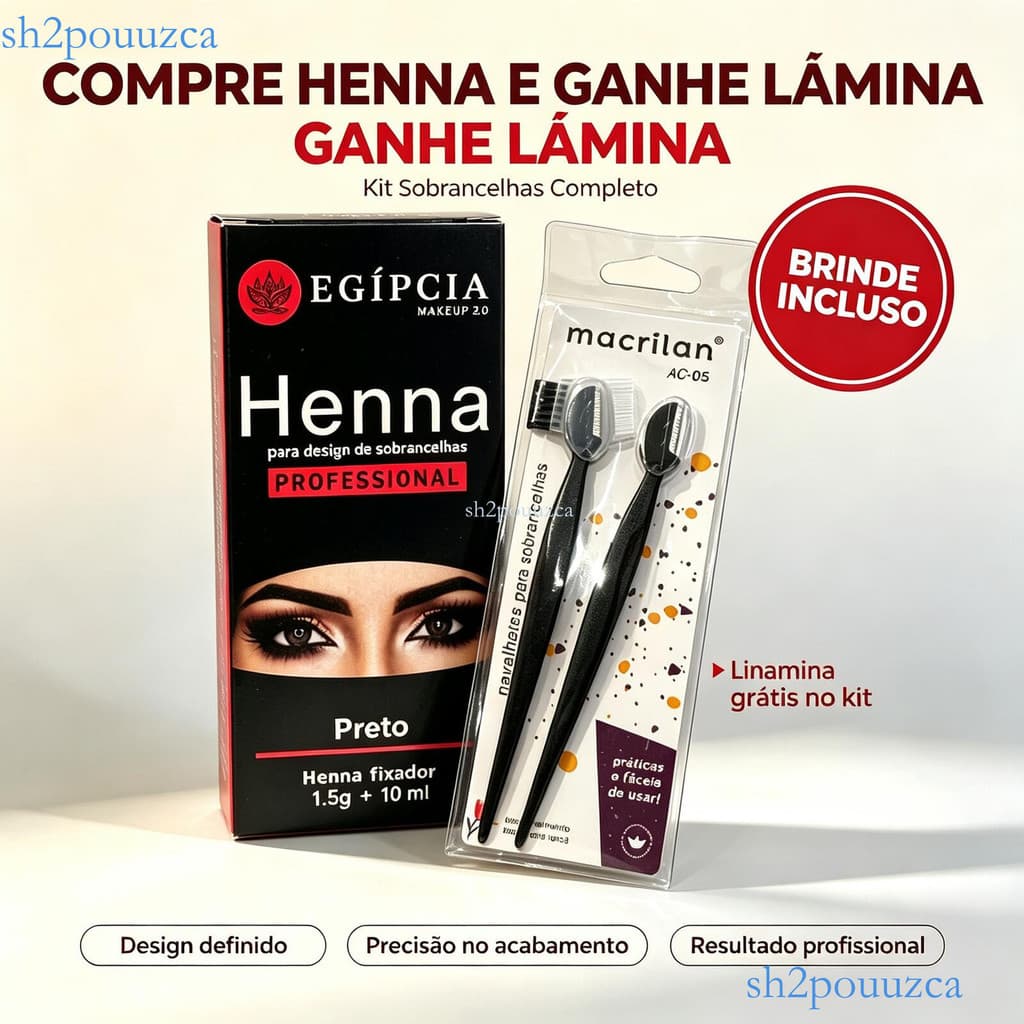 Kit Henna Makiaj para Sobrancelhas, com Brinde Lâmina de Acabamento Macrilan ✨sh2pou