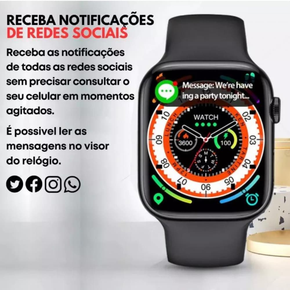 Relógio Inteligente Smartwatch40mm com 02Pulseiras Wearfit AltomexHW18 (DIPONÍVEL SOMENTE 25 ROSA)