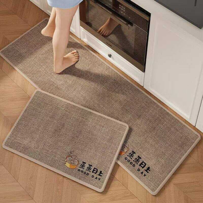 Tapete de chão de cozinha tecido de linho absorve água antiderrapante fácil de cuidar tapete de pé cozinha dedicado tira
