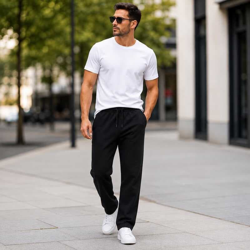 Calça Moletom Moletinho Masculina Jogger Reta Premium Academia Casual Bolso Cordão Elástico