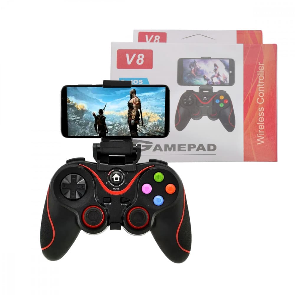 Controle Gamer Jogos Gameped Sem Fio Com Suporte Celular Joystick Manete Bluetooth 2.4G Ovleng SN-V8
