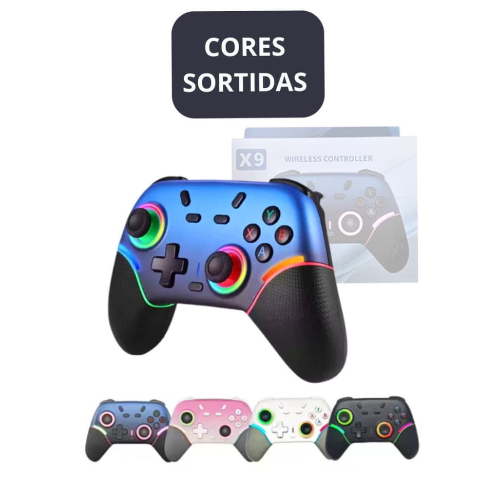 Controle Gamer Bluetooth X9 p/ Switch OLED Lite e PC