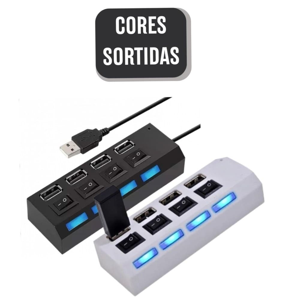 Extensor Adaptador Hub USB 4 Portas - (Cores Sortidas)