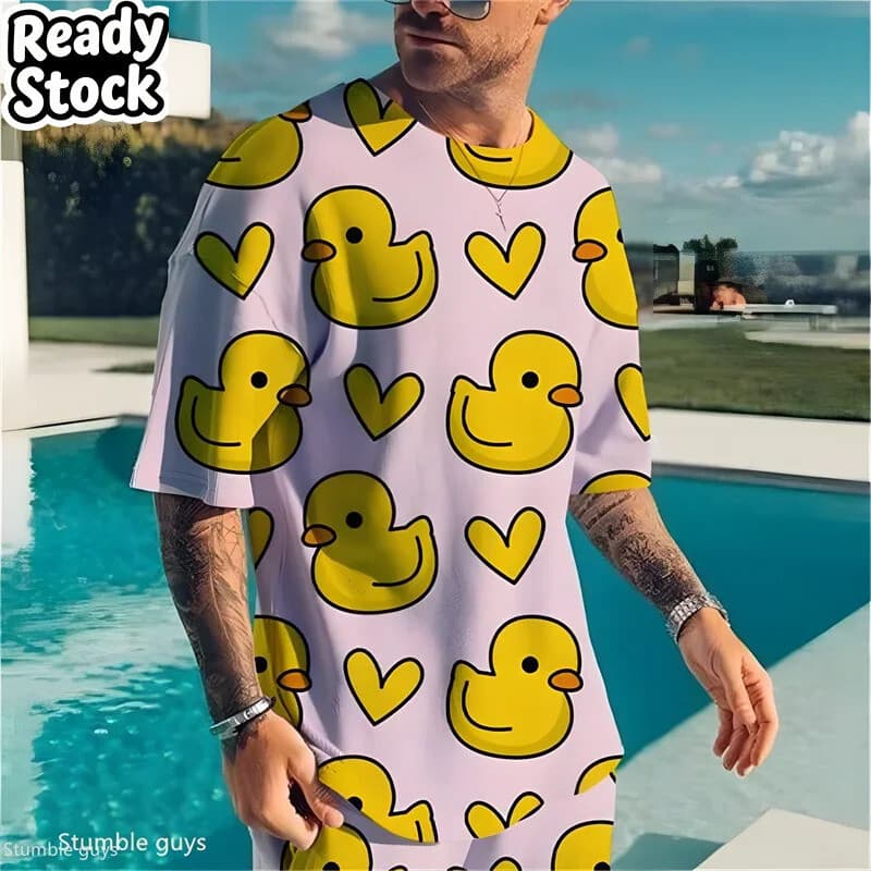 Camiseta Masculina Oversized Moda Verão Retro Gráfico Solto Manga Curta Confortável Leve 3D Masculino De Topos