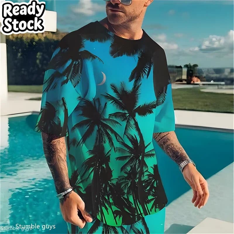 Verão Masculino Tamanho Grande Moda Retro T Solto Manga Curta Tecido Respirável Oversized Esportes 3D De Streetwear