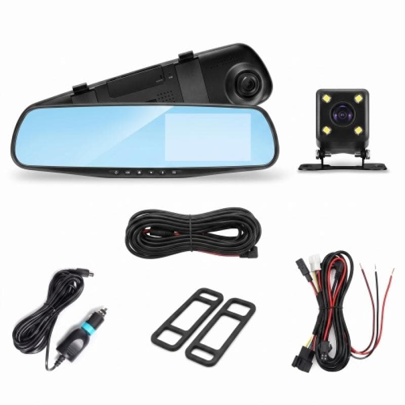 Espelho Retrovisor com Câmera Frontal e Câmera de Ré HD – Monitor Veicular para Carro com Gravação