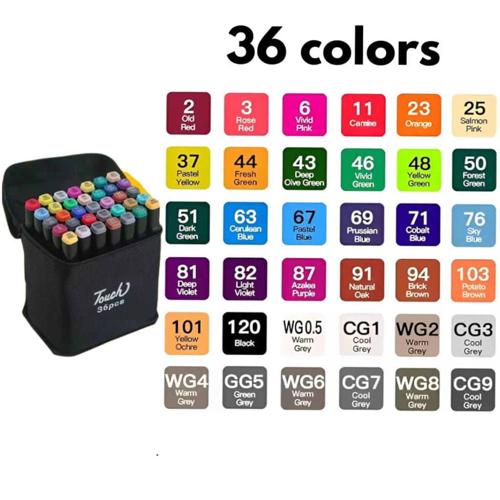 Estojo Conjunto de Caneta Colorida Ponta Dupla 36Pçs