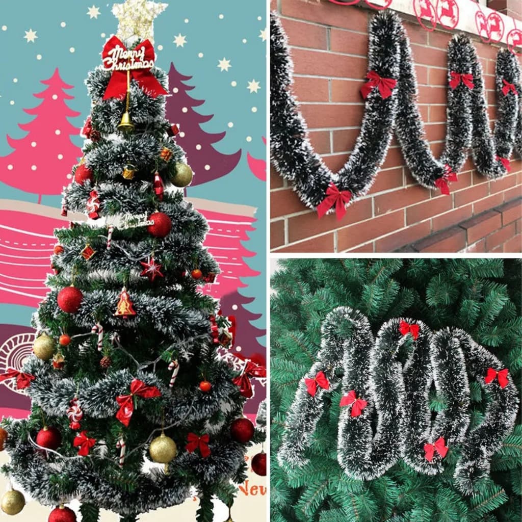 Festão de Natal c/ Ponta Branca Nevado Longo 2 metros Enfeite Natal - F048