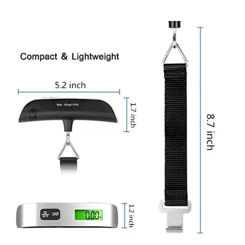 Balança de Mão Digital Portátil Até 50kg Trava Mala Bagagem