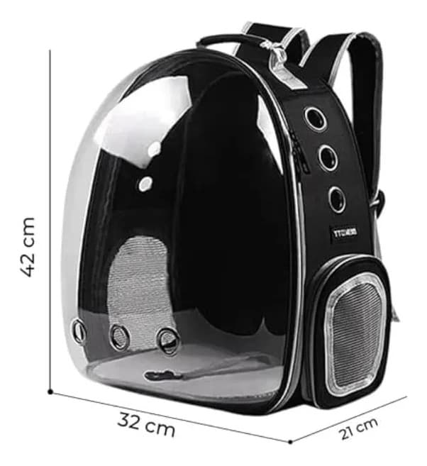 Mochila Pet Transparente Visão Panorâmica com Ventilação Transporte Seguro para Cães e Gatos