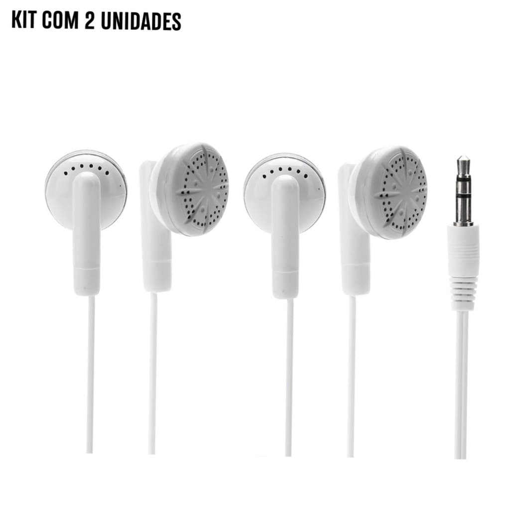 Conjunto com 2 Fones de Ouvido com fio Curto