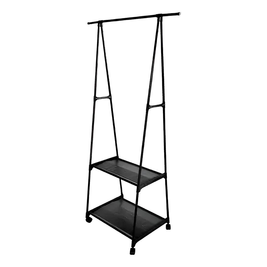 Organizador Arara Roupas Closet Aberto 2 Prateleiras Preto