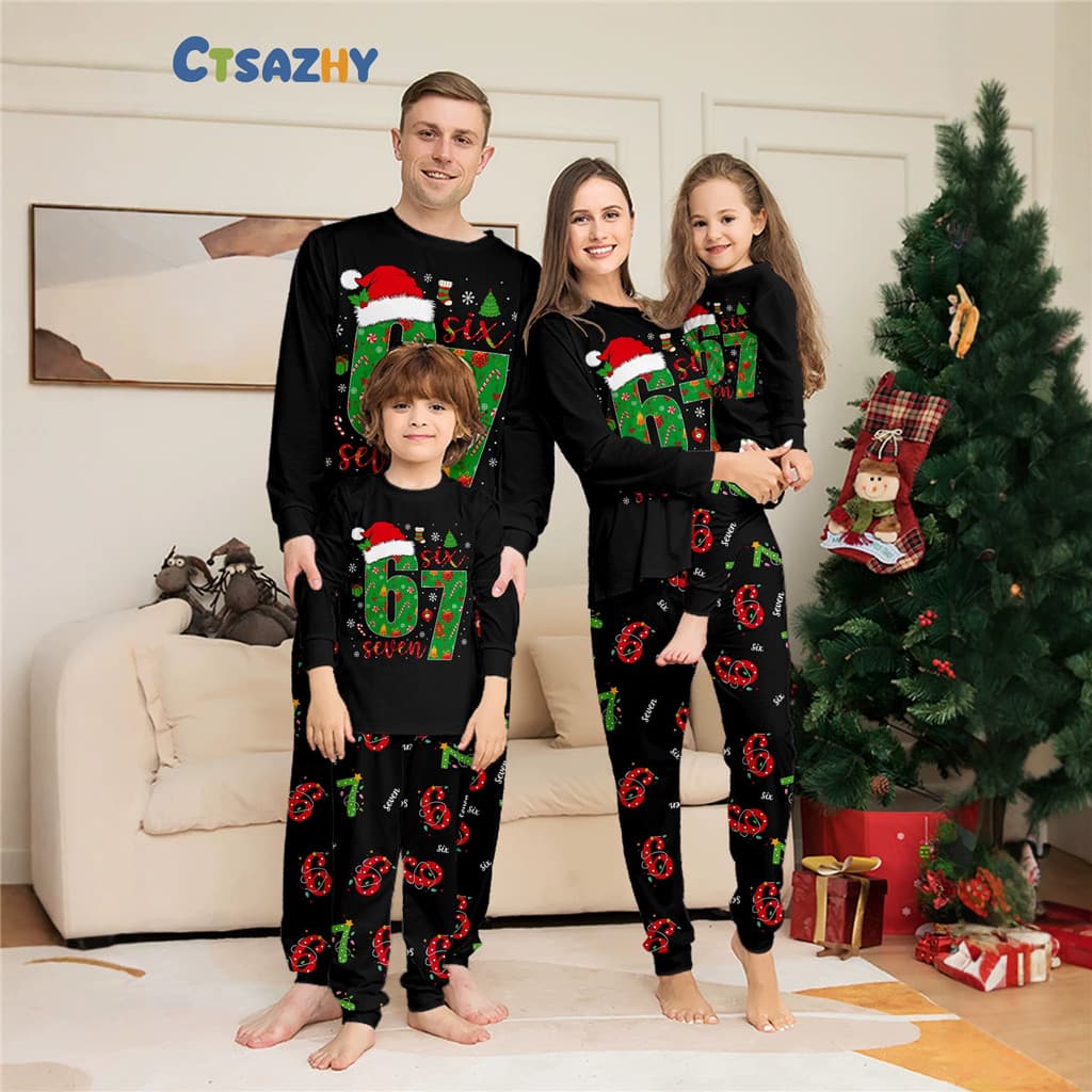 Família Combinando Pijamas De Natal Conjuntos Números Imprimir Férias Pai Mãe Crianças Jammies