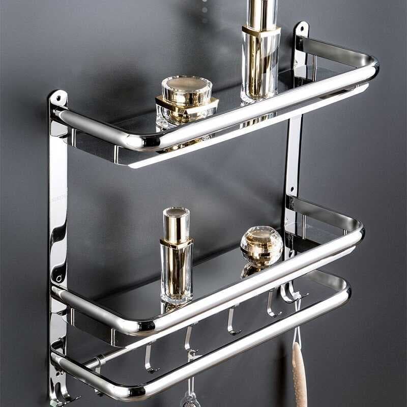SUS304 toalheiro de aço inoxidável, fixado na parede, sem perfuração, Hotel, banheiro, rack de armazenamento multifuncio