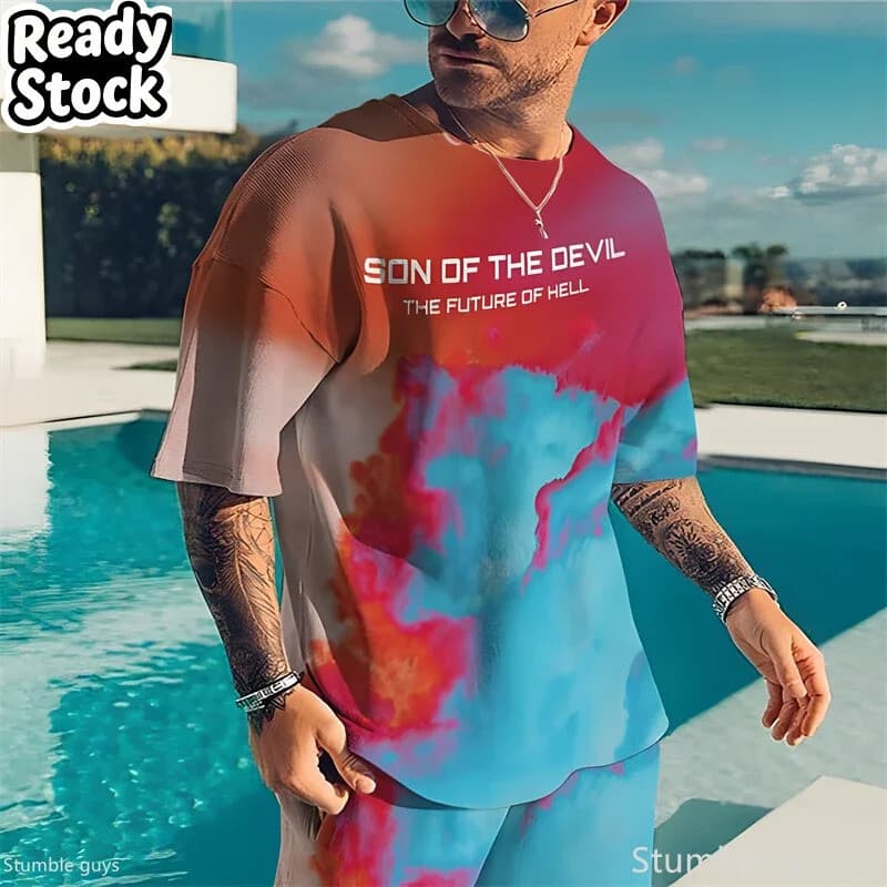 Venda Quente Masculino Verão Oversized Camiseta Retro Impressão Solta Manga Curta Respirável Leve Tamanho Grande 3D De T